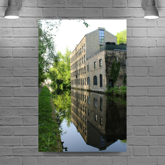 Giclée Mounted Wall Art Prints. Luddendenfoot  Cotton Mill. The Rochdale Canal. West Yorkshire. England.