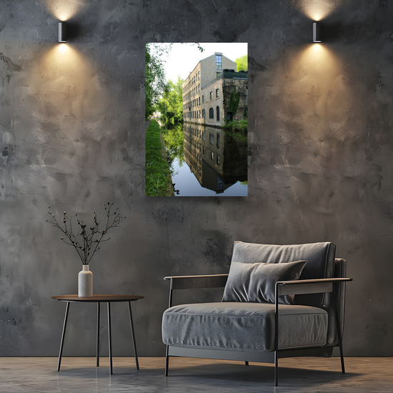 Giclée Mounted Wall Art Prints. Luddendenfoot  Cotton Mill. The Rochdale Canal. West Yorkshire. England.