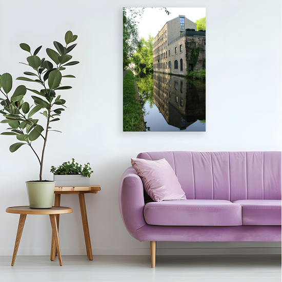 Giclée Mounted Wall Art Prints. Luddendenfoot  Cotton Mill. The Rochdale Canal. West Yorkshire. England.