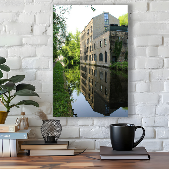 Giclée Mounted Wall Art Prints. Luddendenfoot  Cotton Mill. The Rochdale Canal. West Yorkshire. England.