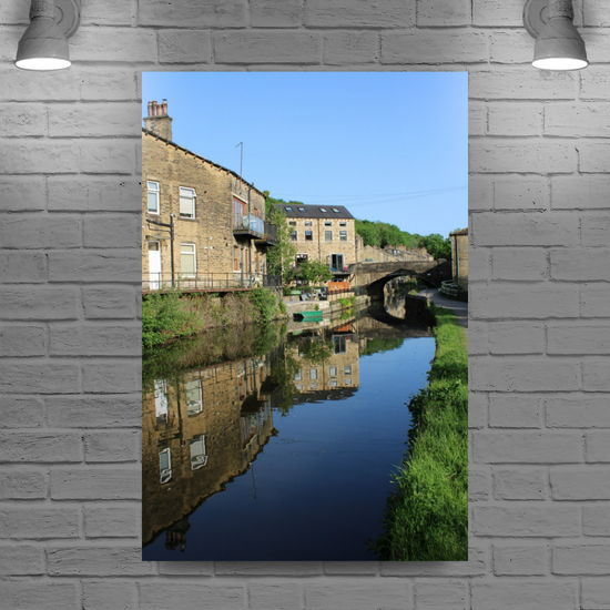 Giclée Mounted Wall Art Prints. Luddendenfoot. The  Rochdale Canal. West Yorkshire. England.