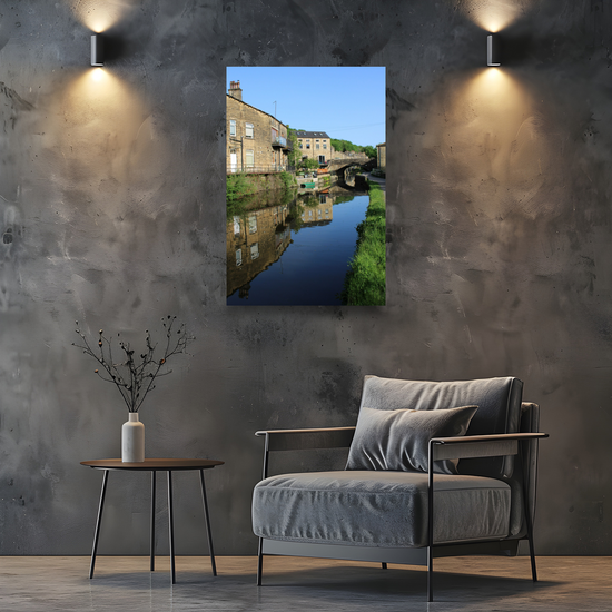 Giclée Mounted Wall Art Prints. Luddendenfoot. The  Rochdale Canal. West Yorkshire. England.