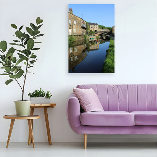 Giclée Mounted Wall Art Prints. Luddendenfoot. The  Rochdale Canal. West Yorkshire. England.