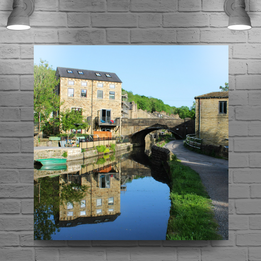 Giclée Mounted Wall Art  Prints. Luddendenfoot. The Rochdale Canal. West Yorkshire. England.