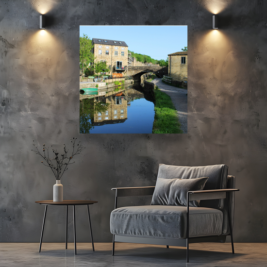 Giclée Mounted Wall Art  Prints. Luddendenfoot. The Rochdale Canal. West Yorkshire. England.