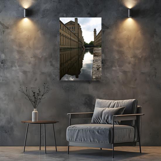 Giclée Mounted Wall Art Prints. Salts Mill. Saltaire. The Leeds To Liverpool Canal. West Yorkshire. England.