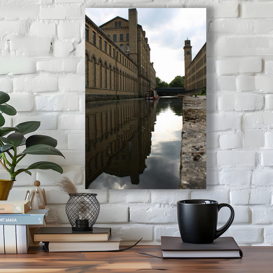 Giclée Mounted Wall Art Prints. Salts Mill. Saltaire. The Leeds To Liverpool Canal. West Yorkshire. England.