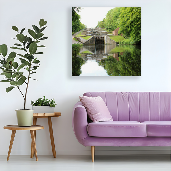 Giclée Mounted Wall Art Prints. Bingley Five Rise Locks. The Leeds To Liverpool Canal. West Yorkshire. England.