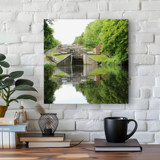 Giclée Mounted Wall Art Prints. Bingley Five Rise Locks. The Leeds To Liverpool Canal. West Yorkshire. England.