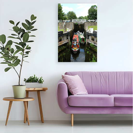 Giclée Mounted Wall Art Prints. Bingley Five Rise Locks. The Leeds To Liverpool Canal. West Yorkshire. England.