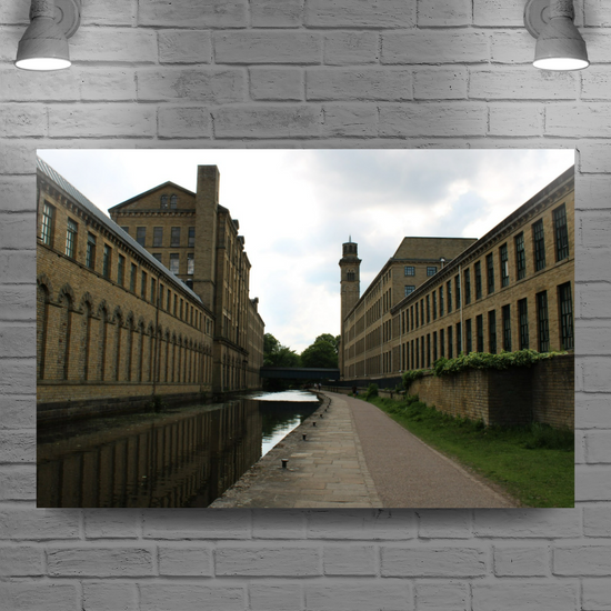Giclée Mounted Wall Art Prints. Saltaire  Salts Mill. The Leeds to Liverpool Canal. West Yorkshire. England.