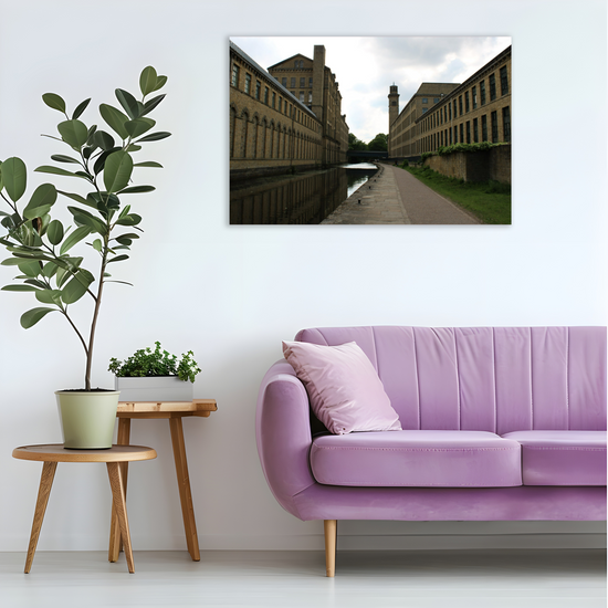 Giclée Mounted Wall Art Prints. Saltaire  Salts Mill. The Leeds to Liverpool Canal. West Yorkshire. England.