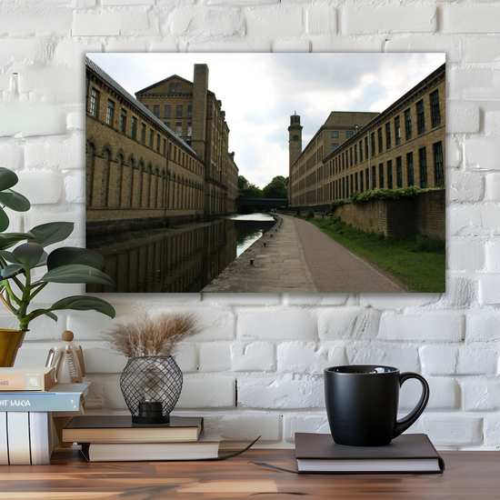 Giclée Mounted Wall Art Prints. Saltaire  Salts Mill. The Leeds to Liverpool Canal. West Yorkshire. England.