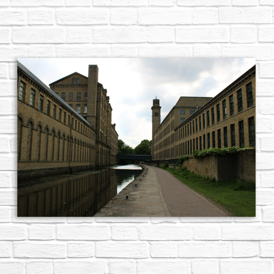 Giclée Mounted Wall Art Prints. Saltaire  Salts Mill. The Leeds to Liverpool Canal. West Yorkshire. England.