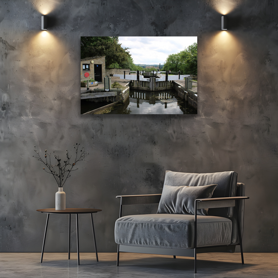 Giclee Mounted Wall Art Prints. Bingley Five Rise Locks. The Leeds To Liverpool Canal. West Yorkshire. England.