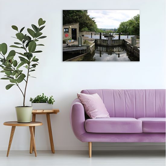 Giclee Mounted Wall Art Prints. Bingley Five Rise Locks. The Leeds To Liverpool Canal. West Yorkshire. England.