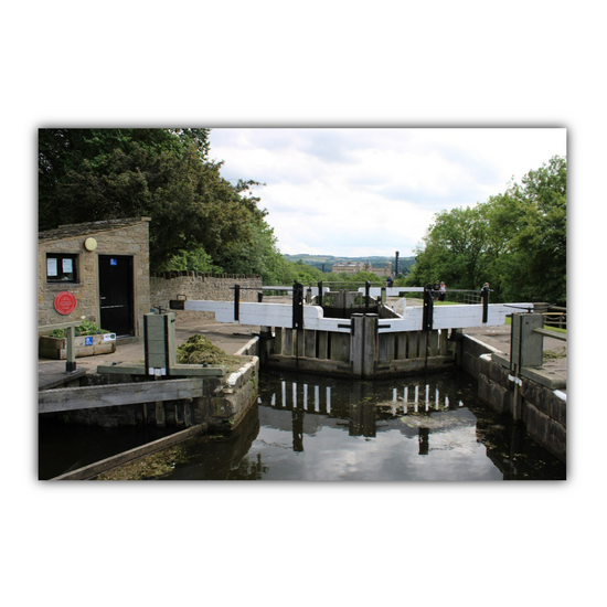 Giclee Mounted Wall Art Prints. Bingley Five Rise Locks. The Leeds To Liverpool Canal. West Yorkshire. England.