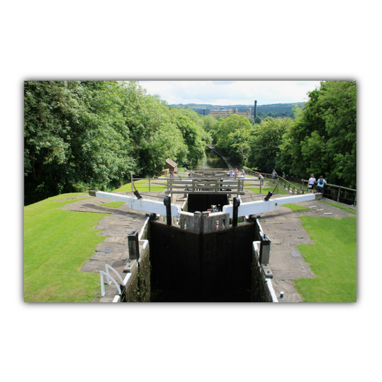 Giclée Mounted Wall Art Prints. Bingley Five Rise Locks. The Leeds To Liverpool Canal. West Yorkshire. England.