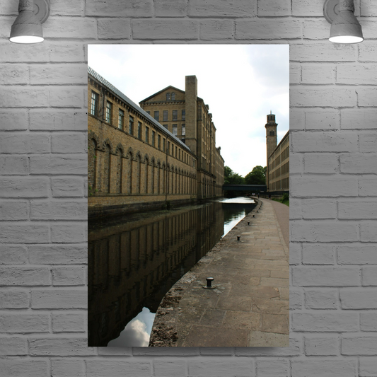 Giclée Mounted Wall Art Prints. Saltaire Salts Mill. The Leeds To Liverpool Canal. West Yorkshire. England.