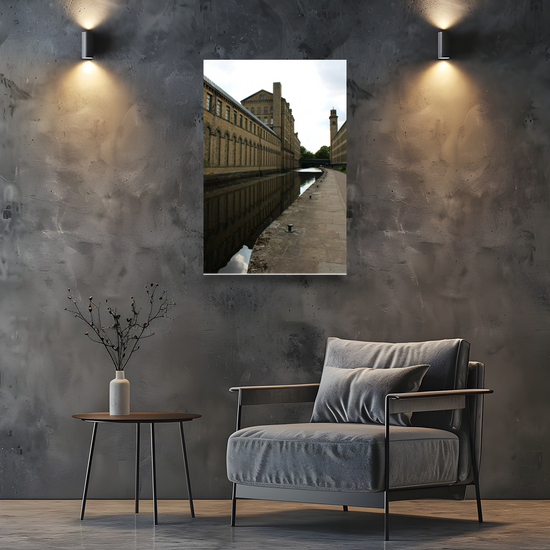Giclée Mounted Wall Art Prints. Saltaire Salts Mill. The Leeds To Liverpool Canal. West Yorkshire. England.