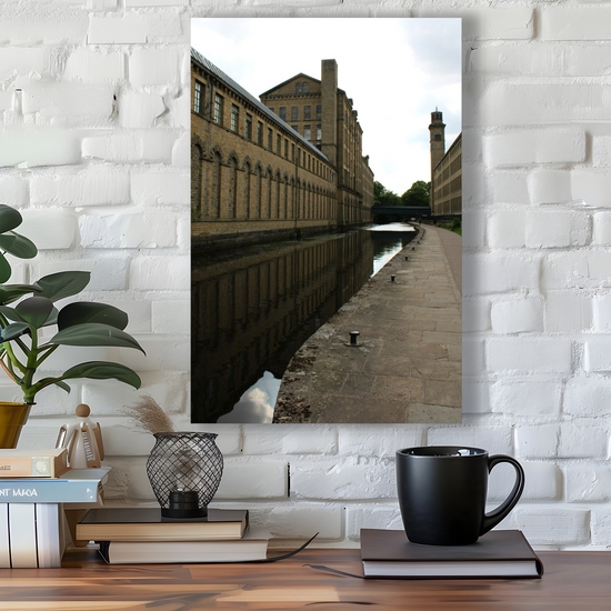 Giclée Mounted Wall Art Prints. Saltaire Salts Mill. The Leeds To Liverpool Canal. West Yorkshire. England.