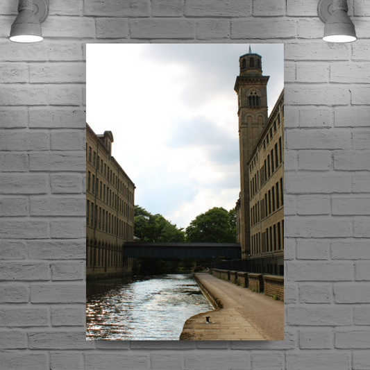 Giclee Mounted Wall Art Prints. Saltaire Salt Mill. The London To Liverpool Canal. West Yorkshire. England.