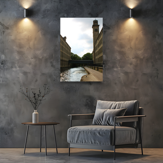 Giclee Mounted Wall Art Prints. Saltaire Salt Mill. The London To Liverpool Canal. West Yorkshire. England.
