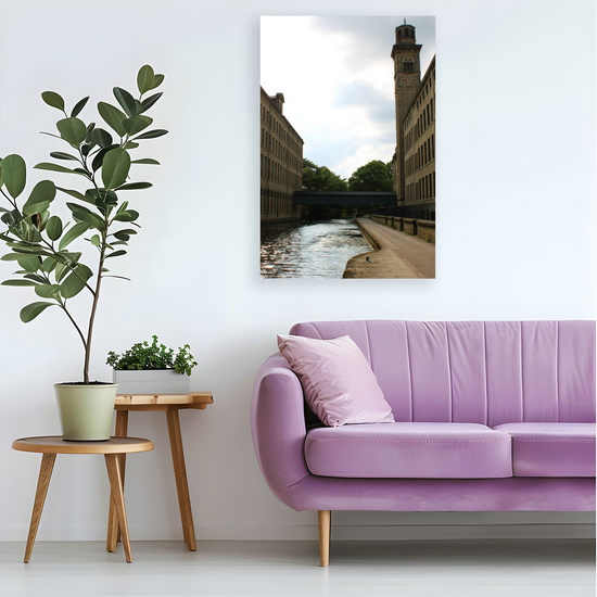 Giclee Mounted Wall Art Prints. Saltaire Salt Mill. The London To Liverpool Canal. West Yorkshire. England.