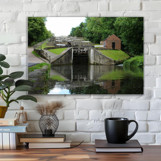 Giclée Mounted Wall Art Prints. Bingley Five Rise Locks. The Leeds To Liverpool Canal. West Yorkshire. England.