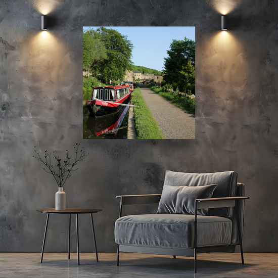 Giclée Mounted Wall Art Prints. Luddendenfoot. The Rochdale Canal. West Yorkshire. England.