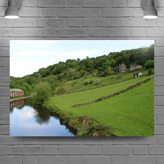 Giclée Mounted Wall Art Prints. Todmorden. The Rochdale Canal. West Yorkshire. England.