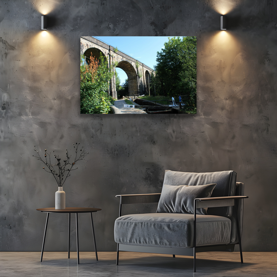 Giclee Mounted Wall Art Prints. Uppermill Viaduct. The Huddersfield Narrow Canal. Saddleworth. Lancashire.  England.