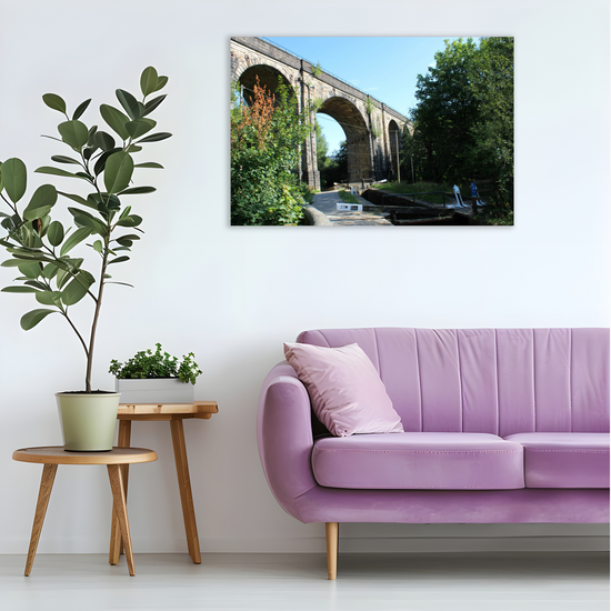 Giclee Mounted Wall Art Prints. Uppermill Viaduct. The Huddersfield Narrow Canal. Saddleworth. Lancashire.  England.