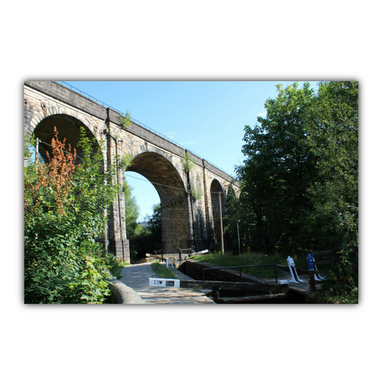 Giclee Mounted Wall Art Prints. Uppermill Viaduct. The Huddersfield Narrow Canal. Saddleworth. Lancashire.  England.