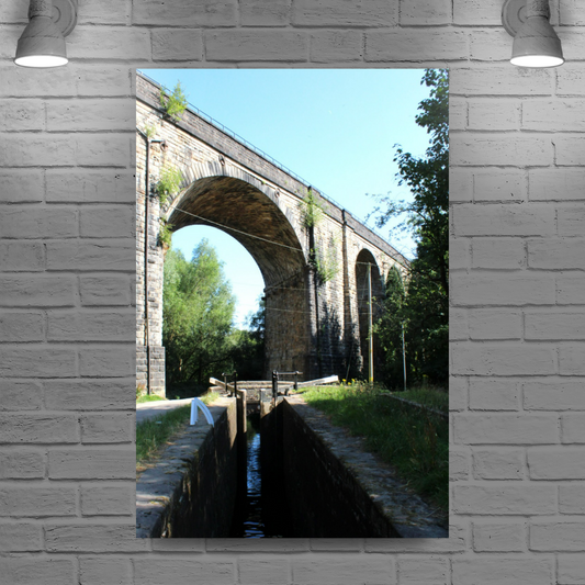 Giclee Mounted Wall Art Prints. Uppermil Viaduct. The Huddersfield Narrow Canal. Saddleworth. Lancashire. England.