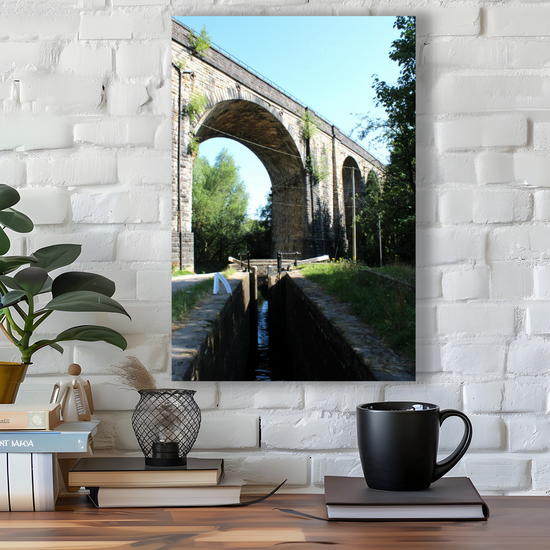 Giclee Mounted Wall Art Prints. Uppermil Viaduct. The Huddersfield Narrow Canal. Saddleworth. Lancashire. England.