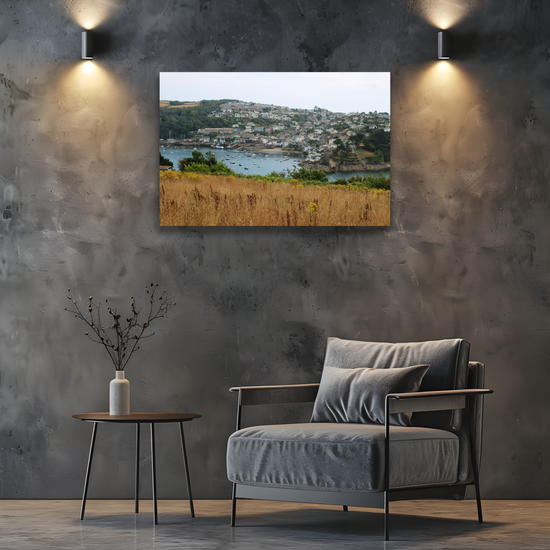 Giclee Mounted Wall Art Prints. Polruan Aerial View From Fowey. Cornwall. England.