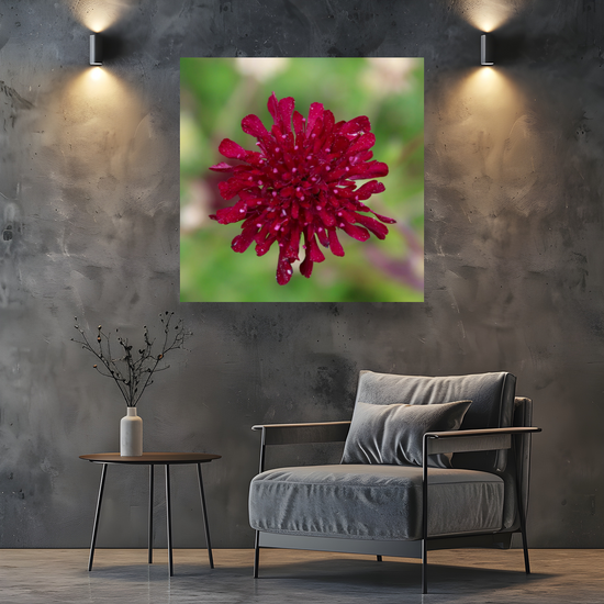 Giclee Mounted Wall Art Prints. Knautia Macedonica Flower. The Lost Gardens of Heligan. Pentewan. St. Austell. Cornwall. England.
