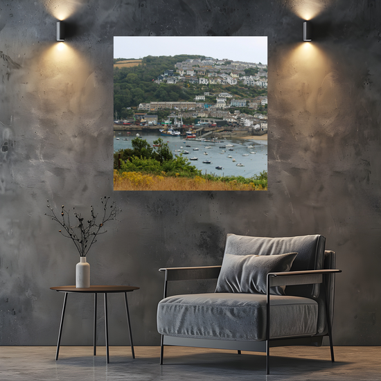 Giclee Mounted Wall Art Prints. Polruan Aerial View From Fowey. Cornwall. England.