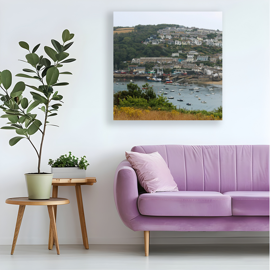 Giclee Mounted Wall Art Prints. Polruan Aerial View From Fowey. Cornwall. England.