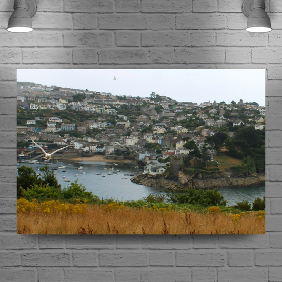 Giclee Mounted Wall Art Pints. Polruan Aerial View From Fowey. Cornwall. England.