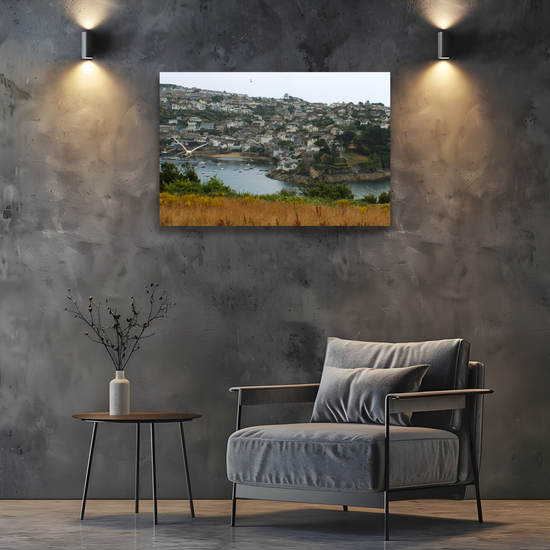 Giclee Mounted Wall Art Pints. Polruan Aerial View From Fowey. Cornwall. England.