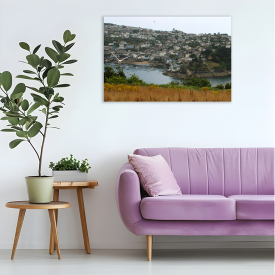 Giclee Mounted Wall Art Pints. Polruan Aerial View From Fowey. Cornwall. England.
