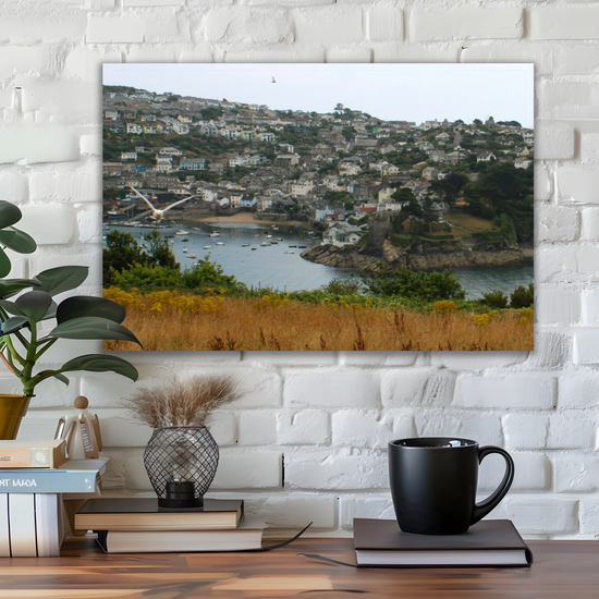 Giclee Mounted Wall Art Pints. Polruan Aerial View From Fowey. Cornwall. England.
