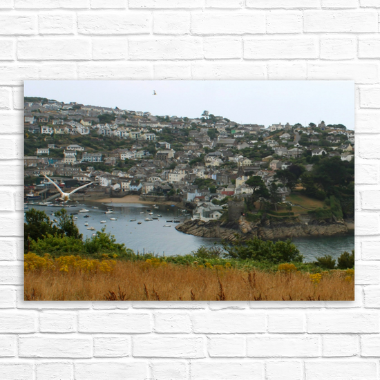 Giclee Mounted Wall Art Pints. Polruan Aerial View From Fowey. Cornwall. England.