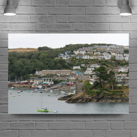 Giclee Mounted Wall Art Prints. Polruan Aerial View From Fowey. Cornwall. England.