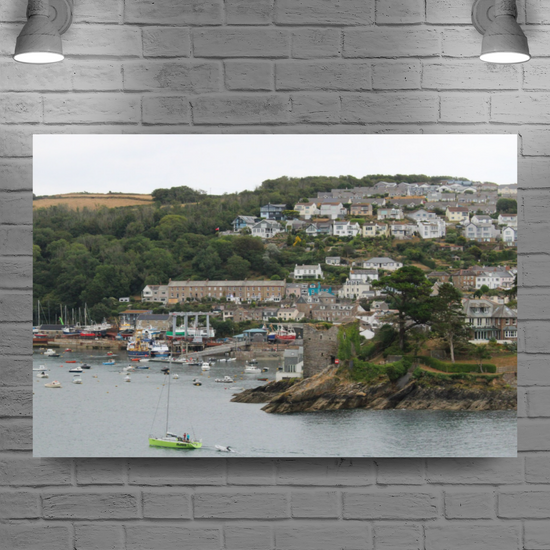 Giclee Mounted Wall Art Prints. Polruan Aerial View From Fowey. Cornwall. England.