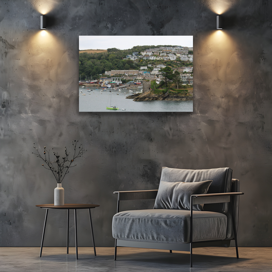 Giclee Mounted Wall Art Prints. Polruan Aerial View From Fowey. Cornwall. England.