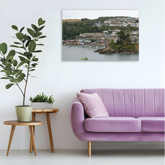 Giclee Mounted Wall Art Prints. Polruan Aerial View From Fowey. Cornwall. England.