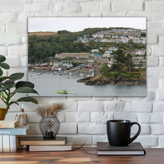 Giclee Mounted Wall Art Prints. Polruan Aerial View From Fowey. Cornwall. England.